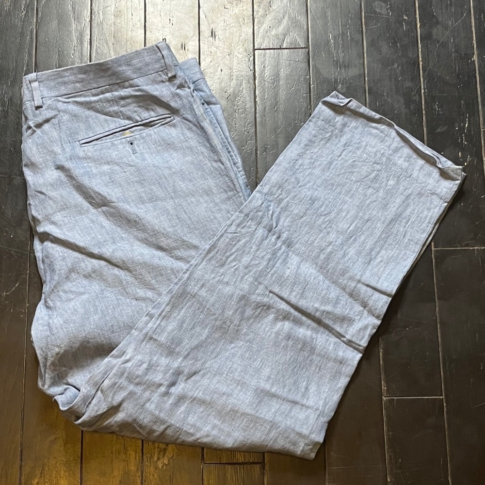 Joseph‎ Abboud Mens Light Blue Linen Blend Flat Front Straight Leg Pants